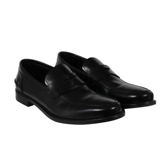 Prada Mens Penny Loafers Size UK 10.5 US 11.5 Black Leather Slip On Moccasin - Picture 1 of 11